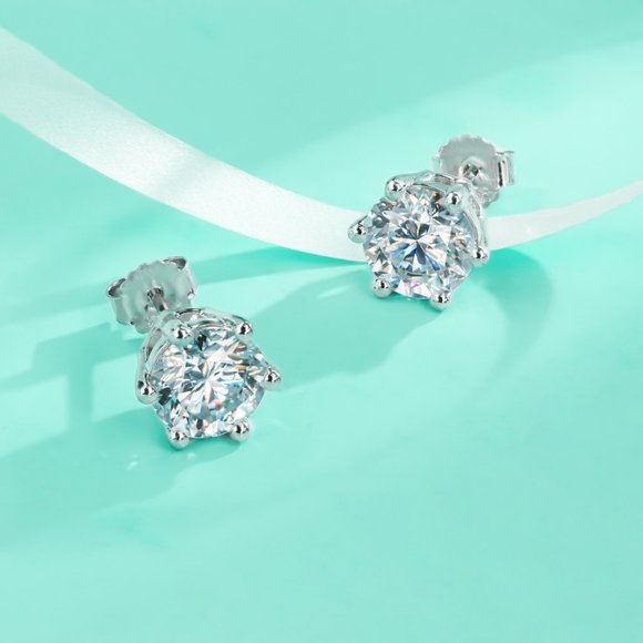 Certified 4ct. t.w. Moissanite Diamond Round Stud Earrings NEW - Picture 6 of 14